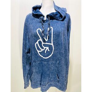 Southern Spirit hooded graphic sweatshirt soft blue wash casual women's S New